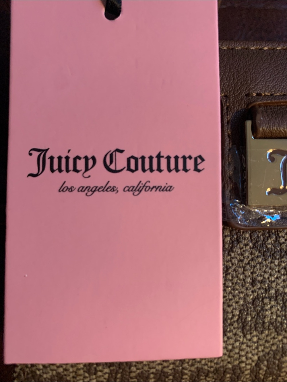 Juicy Couture Brown Monogram Zip Wallet with Gold Plaque - Picture 3 of 3